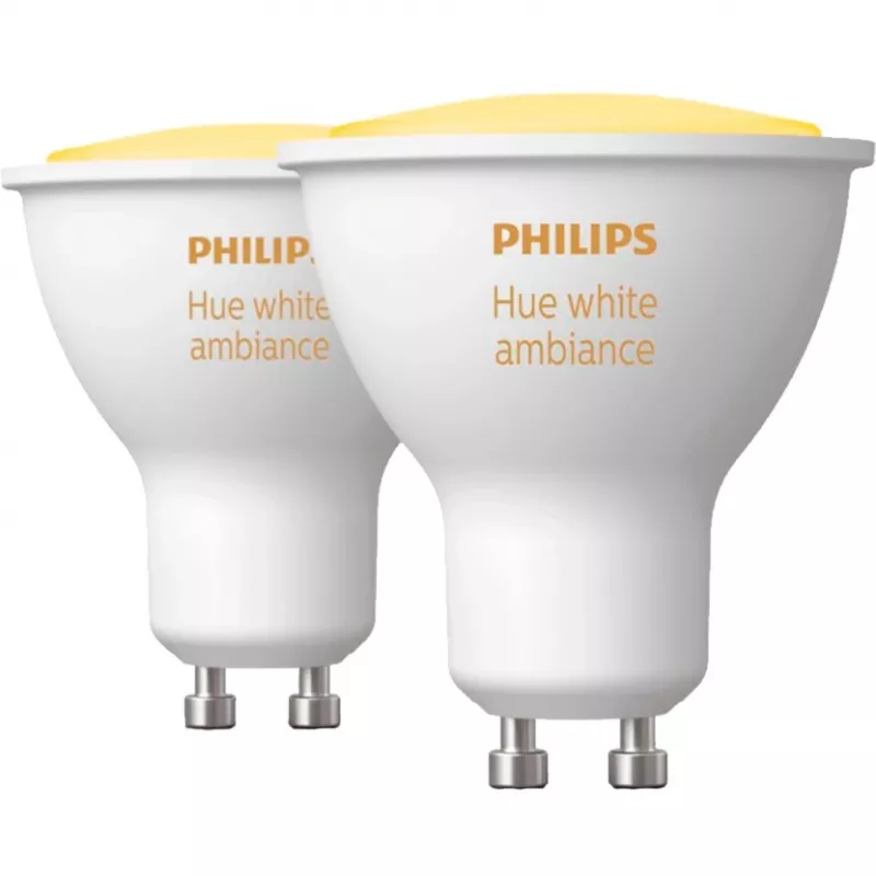 LED GU10 lamp twin pack with Hue Bridge – Philips Hue White Ambiance, replaces 35W