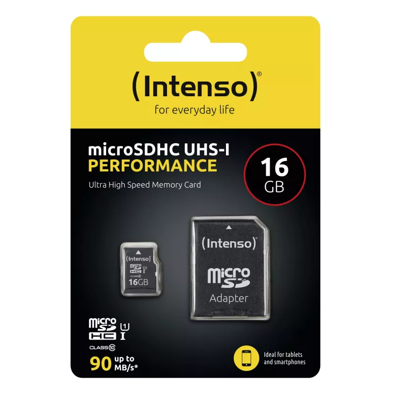 Intenso Performance - Flash Memory Card (microSDHC/SD-Adapter inbegriffen) - 16 GB - UHS-I U1 / Class10 - microSDHC UHS-I