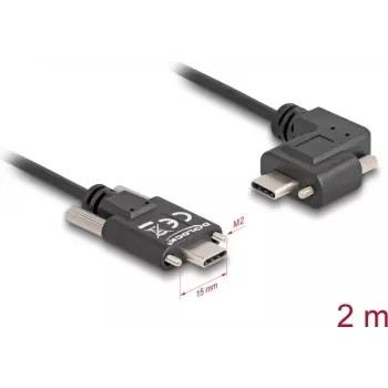 DeLOCK USB 2.0 Cable USB Type-C male to USB Type-C male angled left/right PD 3.0 60W 2m