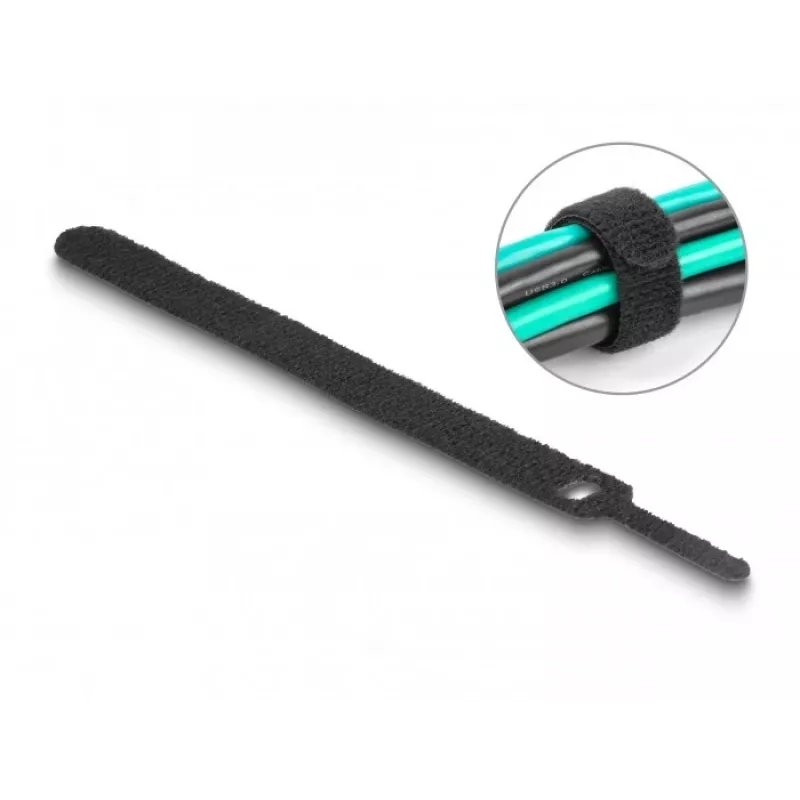 Hook & loop cable tie DeLOCK 19010 150x12mm black 10 pieces