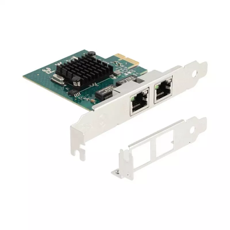 DeLOCK PCI Express x1 Card to 2 x RJ45 Gigabit LAN BCM Grey