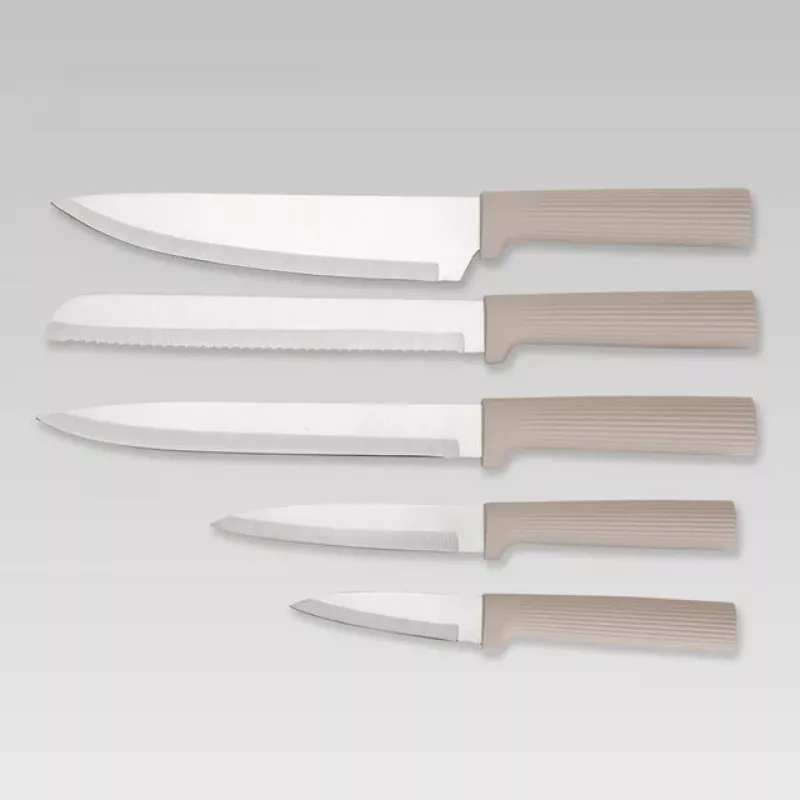 Maestro MR-1412-BEIGE Knife set with block + Cutting board set Beige