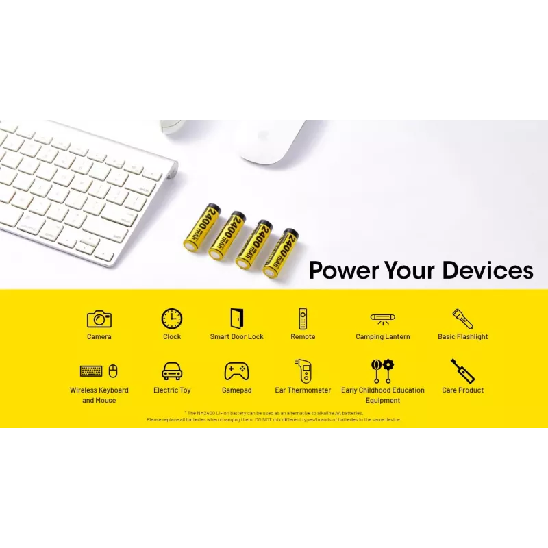 Rechargeable Li‑Ion AA 1.5V battery pack Nitecore NH2400 2400mAh — 4‑pack