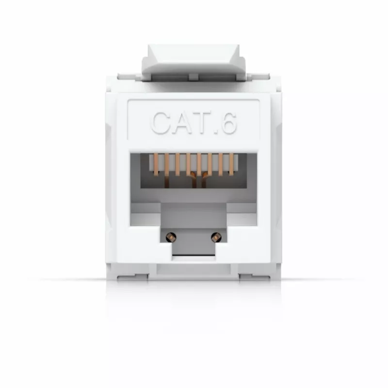 UBIQUITI CAT6 KEYSTONE JACK, 12-PACK. TOOLLESS KEYSTONE FOR TERMINATING A CAT6 ETHERNET JACK WITHOUT THE USE OF A PUNCH-DOWN OR CRIMPING TOOL
