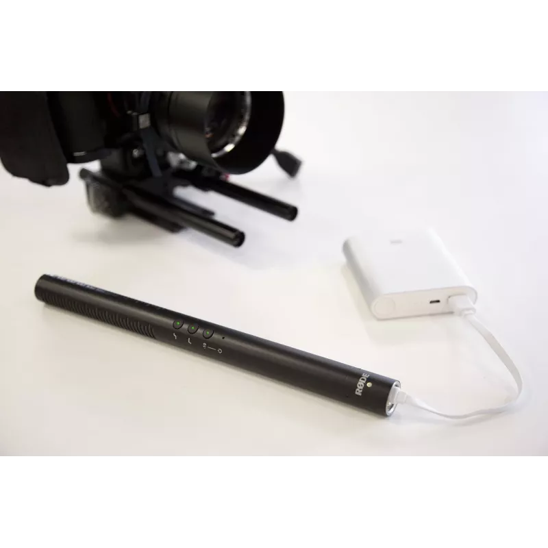 Directional digital camera microphone RØDE NTG-4+ — supercardioid, 20–20000 Hz, -32 dB, 200 Ω, mini XLR, battery-powered, 22×278 mm, 176 g, black