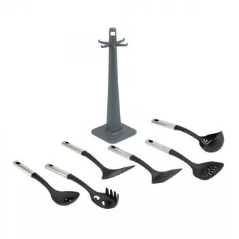 Kitchen Utensil Set JATA HACC4624 7 pcs Black Stainless Steel Heat-resistant 210 °C