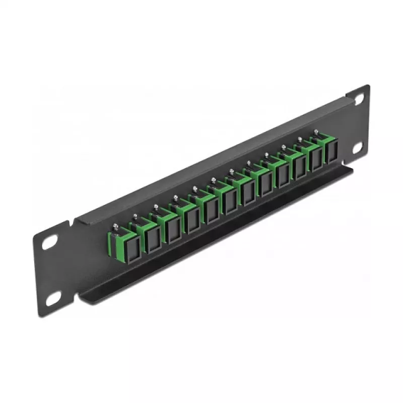 Fiber Optic Patch Panel DeLOCK 10 inch 12 Port SC Simplex green 1U black