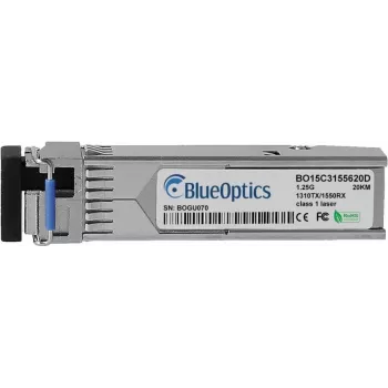 Compatible Mikrotik S-35LC20D BlueOptics BO15C3155620D SFP Transceiver, LC-Simplex, 1000BASE-BX-U, Singlemode Fiber, TX1310nm/RX1550nm, 10KM, DDM, 0°C/+70°C (S-35LC20D-BO)