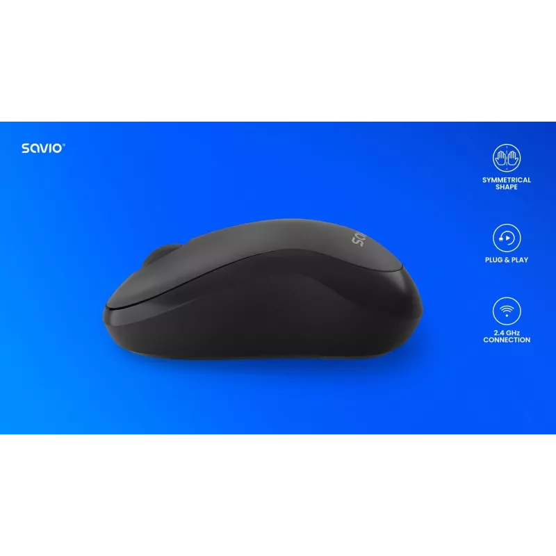 Wireless mouse SAVIO MB-03, Bluetooth interface, 1000 DPI, battery AA, 99×60×39 mm, 51 g, receiver included
