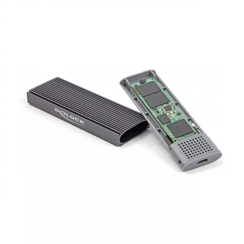SSD enclosure DeLOCK External USB Type-C Combo Enclosure for M.2 NVMe PCIe or SATA SSD tool free