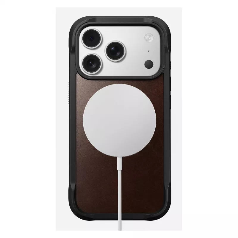Mobile phone cover Nomad Rugged Leather Case for iPhone 17 Pro, 6.3 inch (16 cm), brown, leather/TPU/aluminium