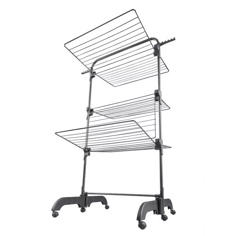 Clothes horse Leifheit Seaford Black — drying space 42 m, W760×D700×H1450 mm, foldable with wheels