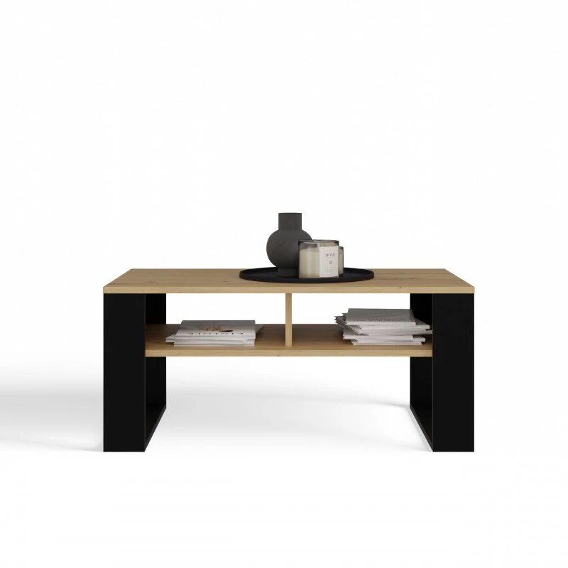 Coffee table top e shop STOLIK KAWOWY ŁAWA MODERN 2P SLIM Dąb Artisan black slats