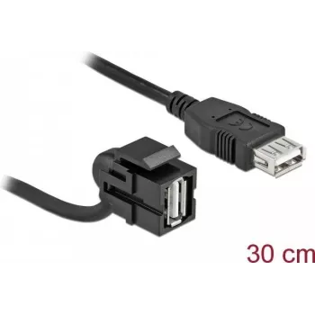 USB 2.0 A female with cable black DeLOCK 86869