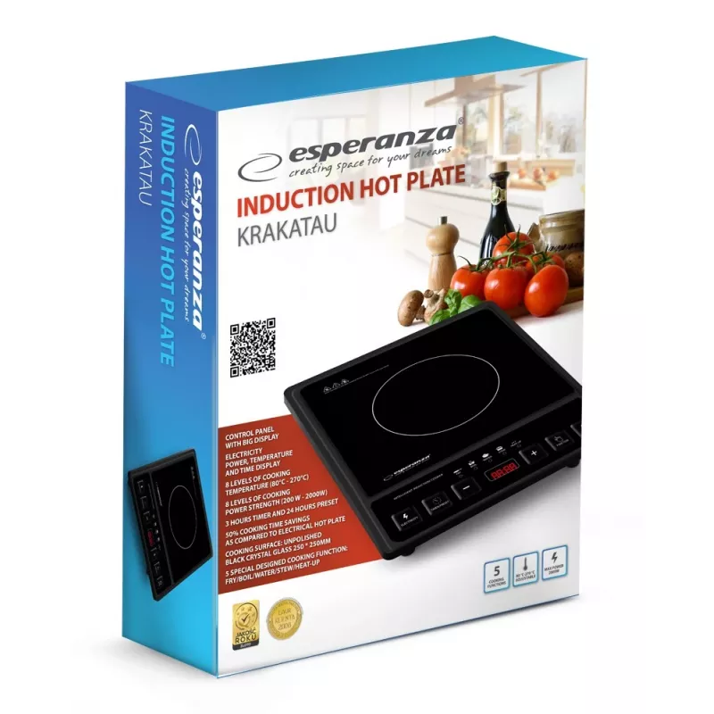 Esperanza EKH011 Hob Black Flat Surface Induction Hob 1 Fornello(i)