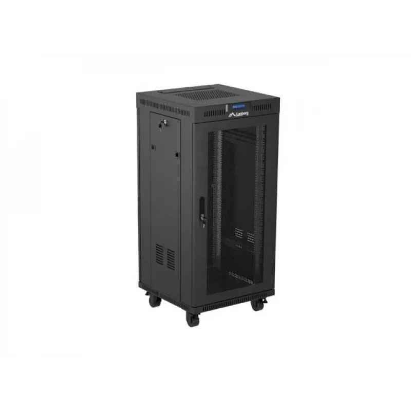 Rack cabinet LANBERG FF01-6624-23BL 24U freestanding 19 inch 600×600 mm IP20 black