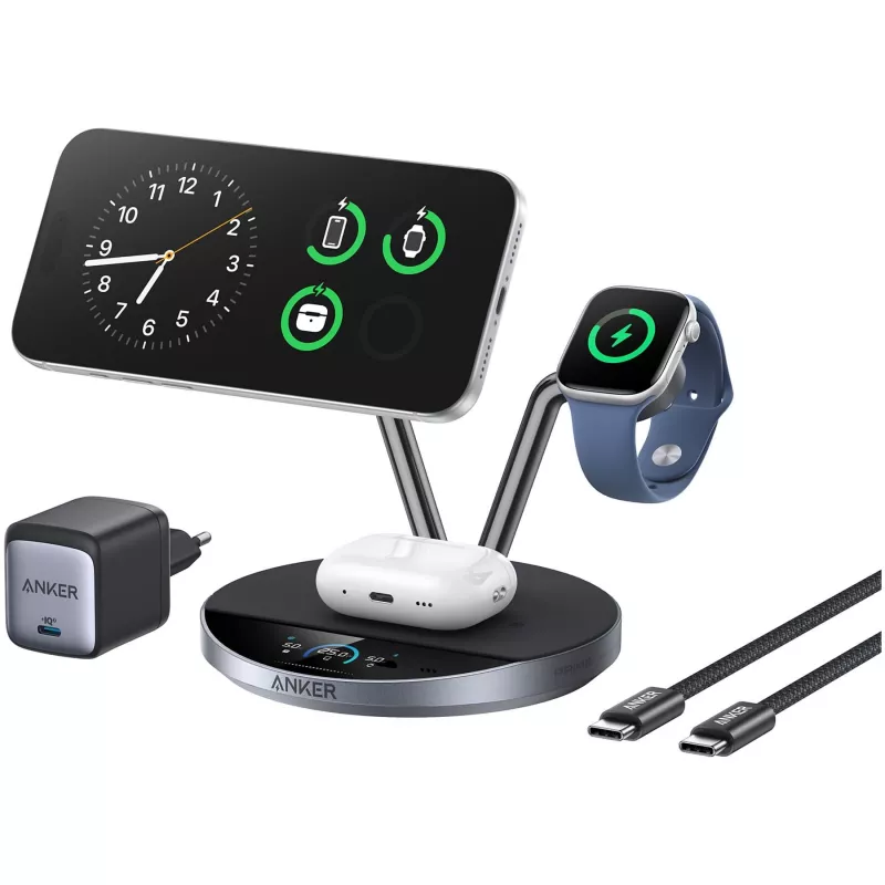 Anker Prime Wireless Charging Station Qi2.2 25W wireles charging (3-in-1, MagGo, AirCool, Dock Stand) PSU added
