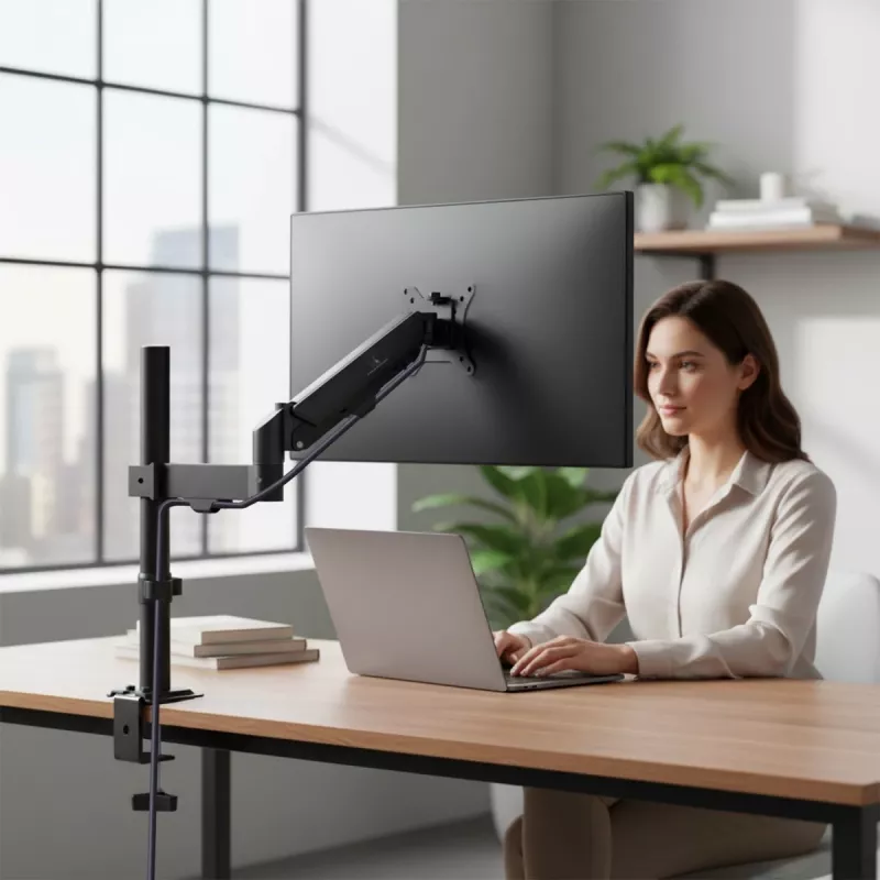 Monitor mount MACLEAN MC-135 gas spring for 17 inch–32 inch screens, load 2–10 kg, black