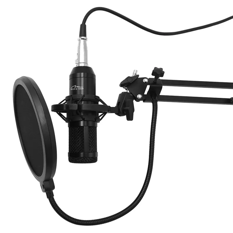 Wired PC microphone MEDIA-TECH MT397K with XLR input, desktop stand, 2.4 m cable, 20–20000 Hz, -32 dB sensitivity
