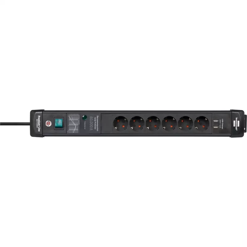 Power Extension Cord Brennenstuhl 1951160606 3m 6 AC Outlets Indoor Black
