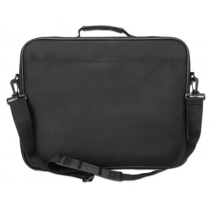 Manhattan Cambridge Laptop Bag 15.6 inch, Clamshell Design, Black, LOW COST, Accessories Pocket, Document Compartment on Back, Shoulder Strap (removable), Equivalent to Targus TAR300, Notebook Case, Three Year Warranty