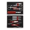 Zwilling Classic Stainless Steel Manicure Set – Leather Case, 10 Pieces - Red