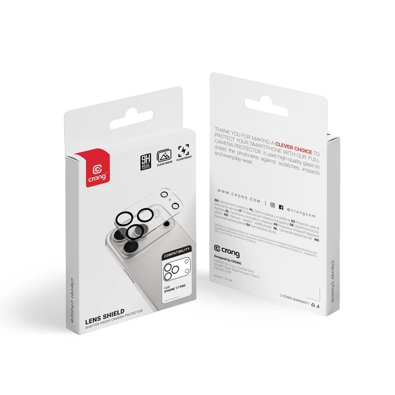 Camera and lens glass Crong CRGLSIP1763P for iPhone 17 Pro — protective glass for camera module