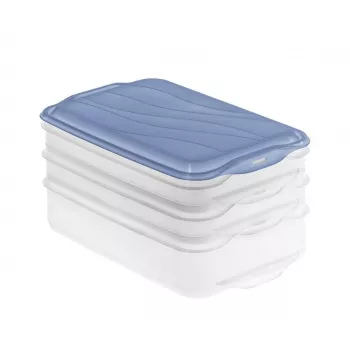Food storage container set Rotho Rondo 2×0.75L + 1×1.35L transparent blue airtight stackable