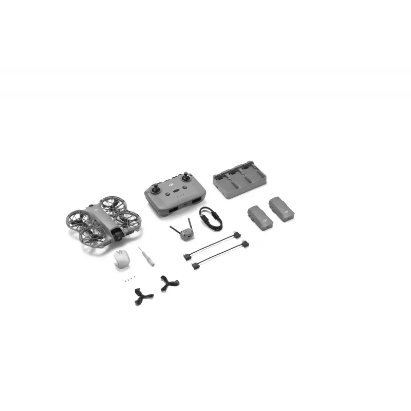 Quadcopter drone DJI Neo 2 Fly More Combo — 4 rotors, 12 MP camera, 2688×1512 video, 1606 mAh battery, 49 GB internal memory, Black/Grey