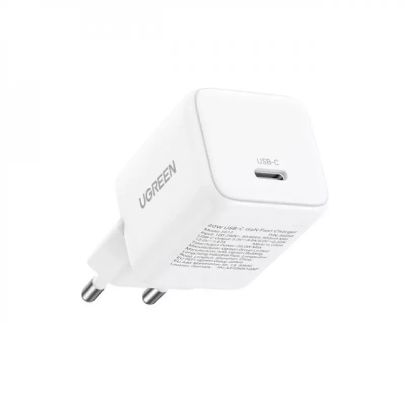 UGREEN Charger Nexode N Series X513 30W GaN USB-C single-port fast charger, 100–240V, white