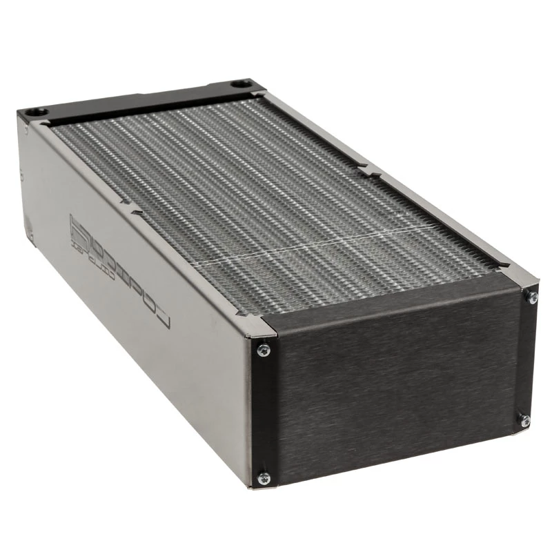 Radiator block Aqua-Computer 33706 — aluminium/copper/stainless steel, 320×140×73 mm, grey/silver