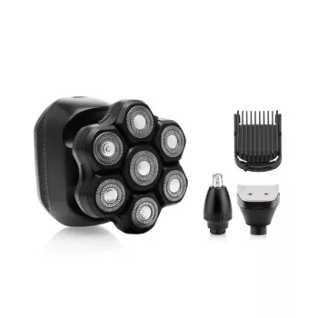 Head shaver ETA Jason 534390000 black ? 7-blade rotary head shaver, Li-Ion rechargeable, washable, 60 min runtime