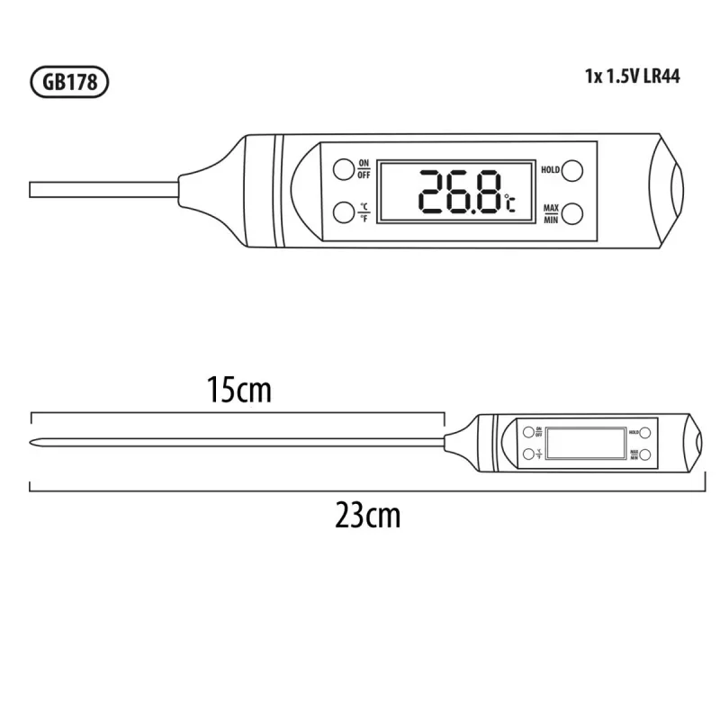 thermometer / Probe Pour Aliments GreenBlue GB178 length De Probe 15 cm