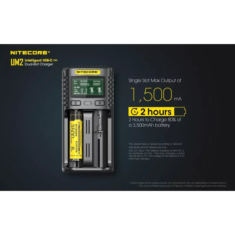 Nitecore UM2 battery charger Household battery DC Lithium-Ion Nickel-Cadmium