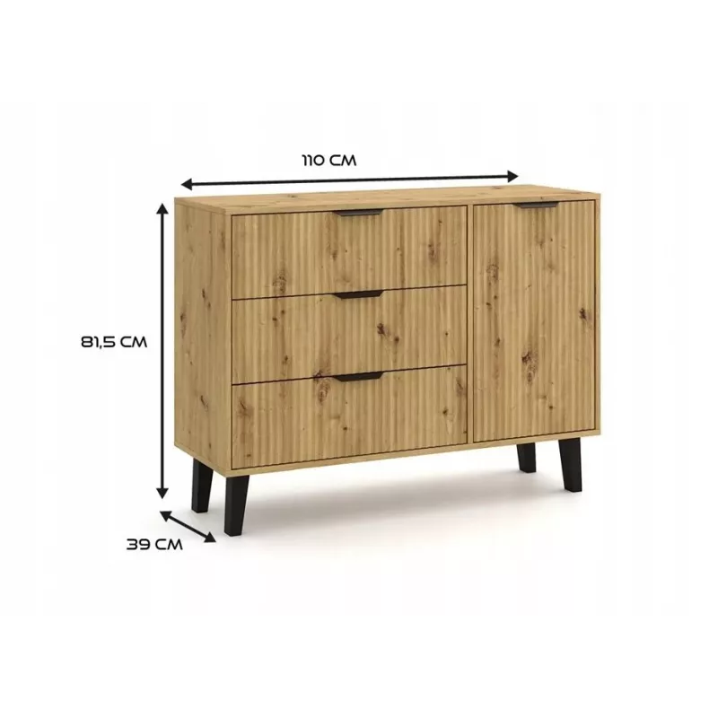 SCANDI 1D3S SLIM OAK ARTISAN CHEST OF DRAWERS