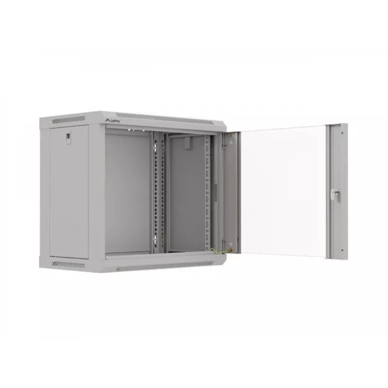 Lanberg WF03-5309-10S 9U Wall-Mount Rack Cabinet 19 inch 540x350 mm Grey Tempered Glass Door Flat-Pack