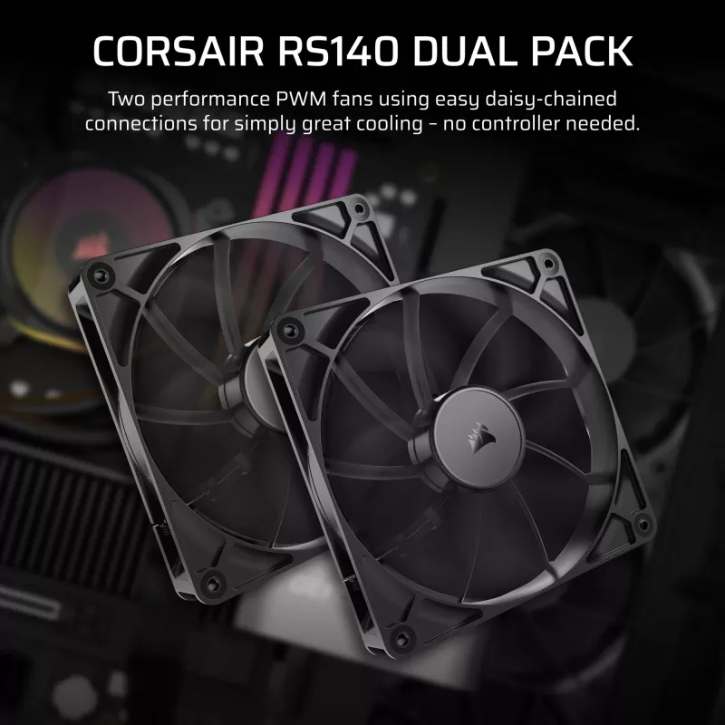Corsair RS140 140mm Case Fan 2-Pack Black