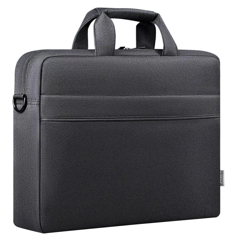 Laptop bag DEFENDER FIRM 26123 for 15.6 inch laptops, polyurethane, black, toploader, removable shoulder strap