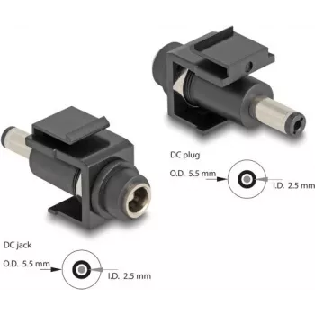 DeLOCK Keystone Module DC 5.5 x 2.5 mm female to male black