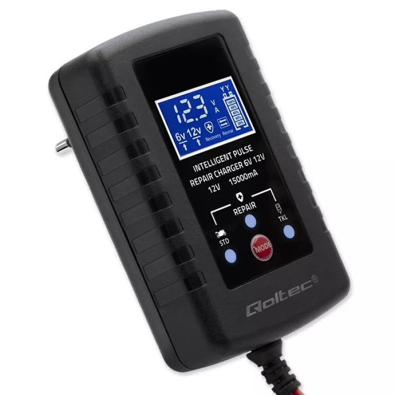 Battery charger QOLTEC 52426 for AGM/GEL/STANDARD batteries 6V/12V 2A with LED display
