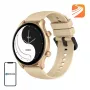 Smartwatch Zeblaze Btalk 3 Plus, round 1.39 inch IPS 360×360 touchscreen, 260 mAh, gold silicone strap