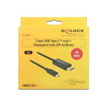 DeLOCK 85256 video cable adapter 2 m USB Type-C DisplayPort Black