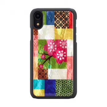 Phone case iKins for iPhone XR — cherry blossom pattern, black