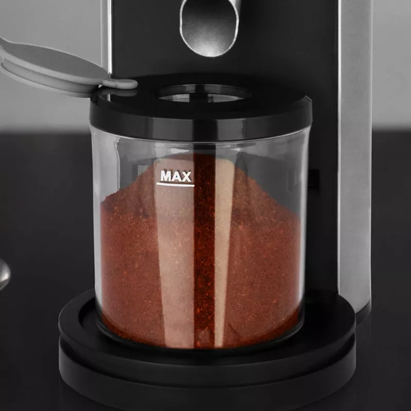 Burr coffee grinder GASTROBACK Design Pro Touch 30 — conical burr, 300 g hopper, 150 W, black/transparent