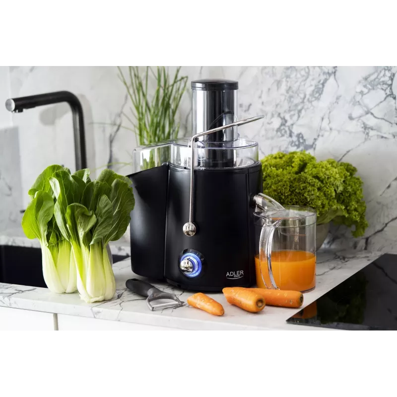 Centrifugal juicer Adler AD 4127 — 1000 W, black, juice container, 3.9 kg