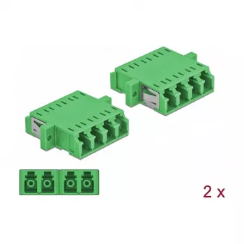 Fibre optic connector DELOCK 86539 LC female–female, green, pack of 2