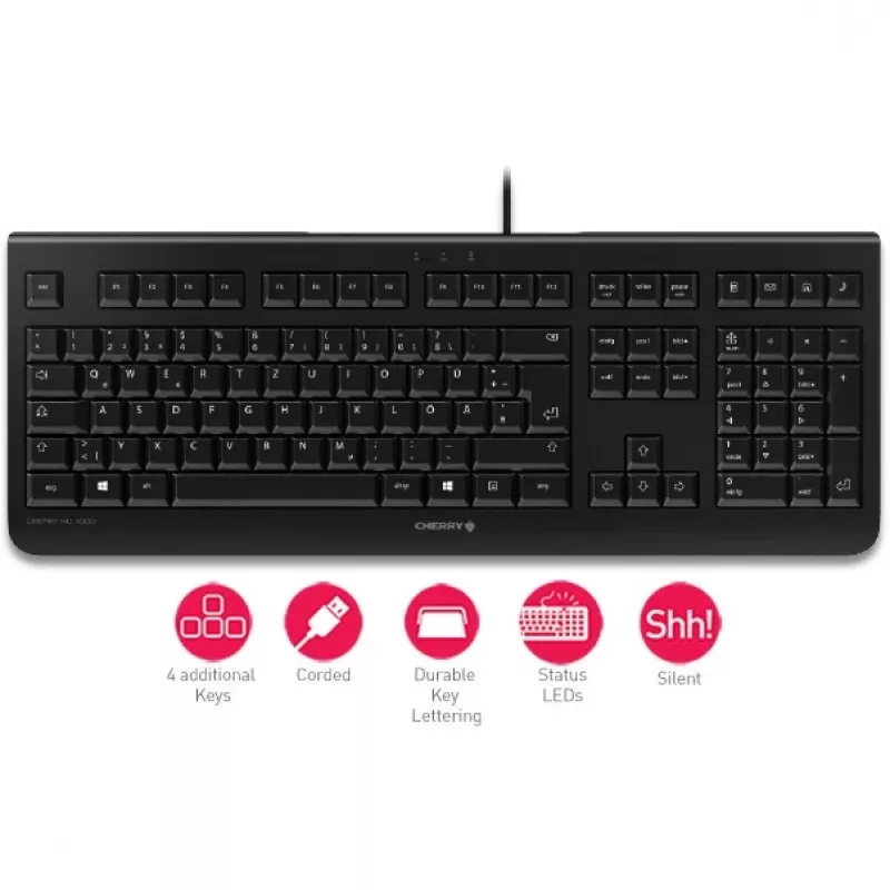 CHERRY KC 1000 keyboard Office USB QWERTY Spanish Black