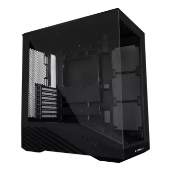 PC Case Lian Li Vector V100 Midi Tower — Black with Transparent Panel, supports 3×120mm side + 1×120mm rear fans, 3.5 inch HDD, 2.5 inch SSD, 235.5×446×484.6 mm