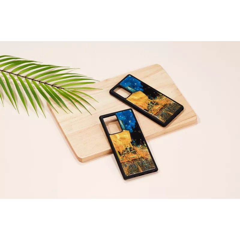 Protective phone case iKins for Samsung Galaxy Note 20, black “Cafe Terrace”
