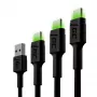 USB-C Cable Set Green Cell GC Ray — USB A to USB C 3 lengths (30 cm, 120 cm, 200 cm), USB PD, 480 Mbps, 2.4 A, black